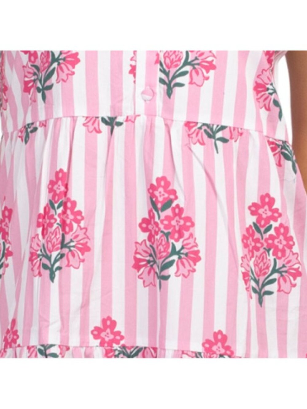 SAIL TO SABLE Button Up Striped Shirt Dress With Floral Block Print Details - Picture 4 of 5